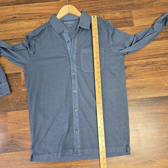 Mododoc Shirt Small Womens Knit Pocket Top Button Up Long Sleeve Blue Sundance - Picture 10 of 10